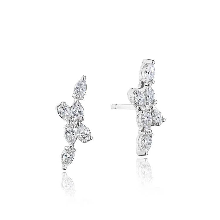 women’s gold drop earrings-Stilla | Pear Diamond Earrings in 18k White Gold FE829