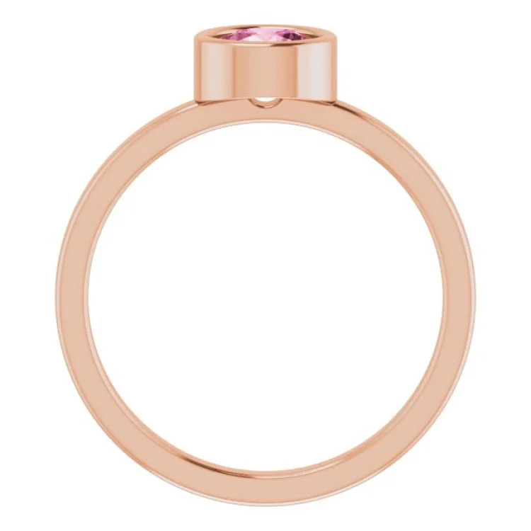 women’s rose gold ring-14K Rose 5.5 mm Natural Pink Tourmaline Ring