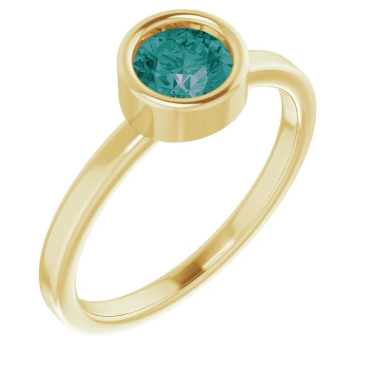 women’s sapphire diamond ring-14K Yellow 5.5 mm Lab-Grown Alexandrite Ring