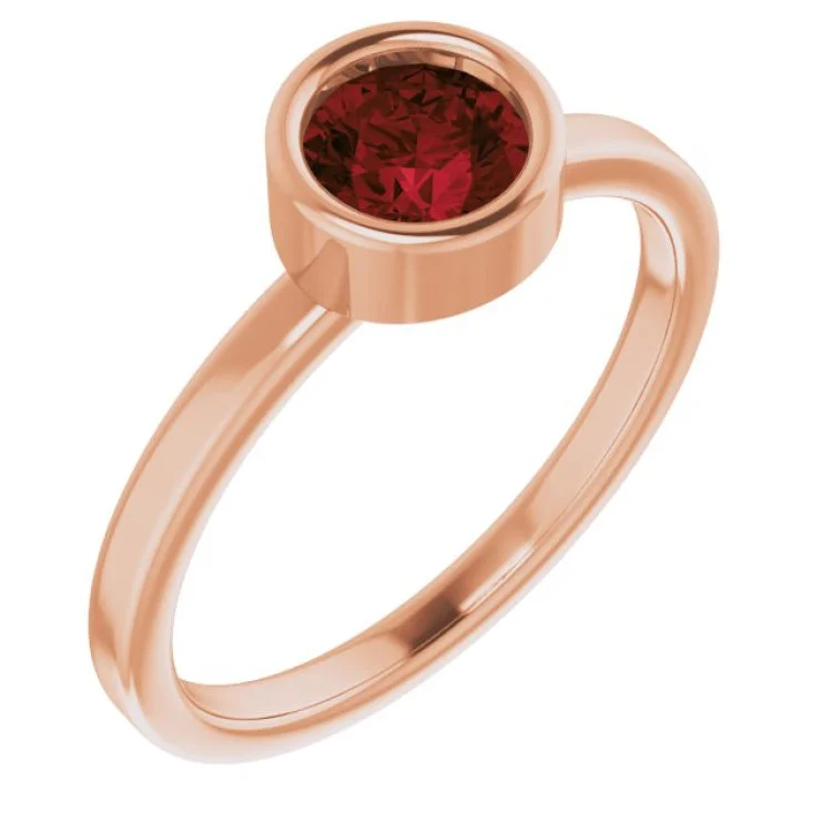 women’s multi-stone ring-14K Rose 5.5 mm Natural Mozambique Garnet Ring