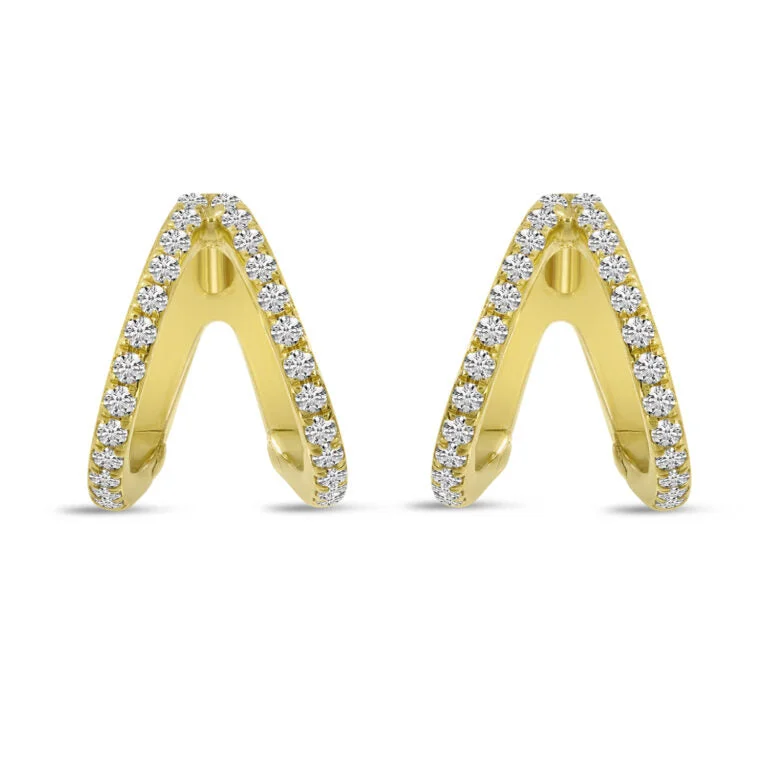 women’s butterfly earrings-DOUBLE ROW DIAMOND HUGGIE EARRINGS E10519