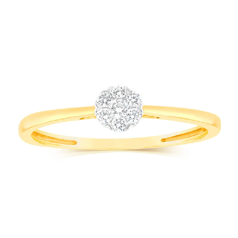 Luminesce Lab Grown 9ct Yellow Gold 1/10 Carat Solitaire Fancy Diamond Ring