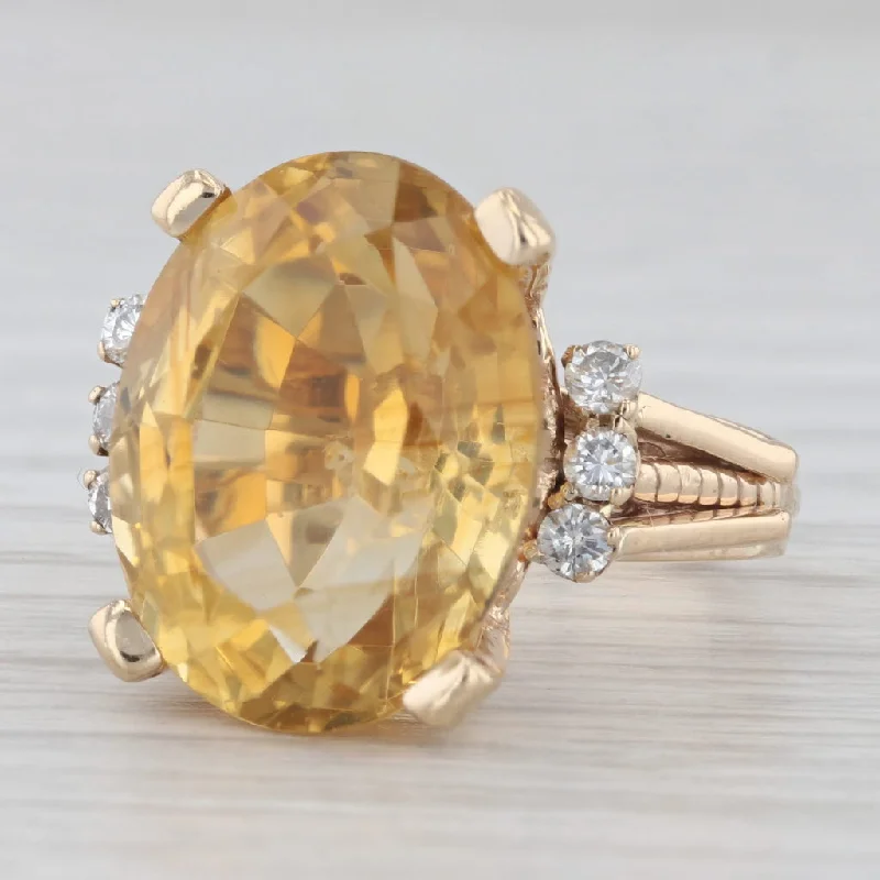 9.70ctw Oval Citrine Diamond Ring 14k Yellow Gold Size 6