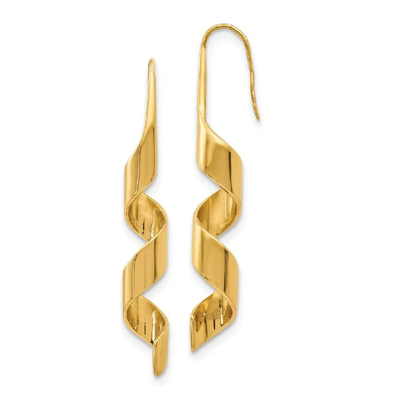 women’s asymmetrical earrings-Stainless Steel Yellow IP-plated Swirl Dangle Earrings