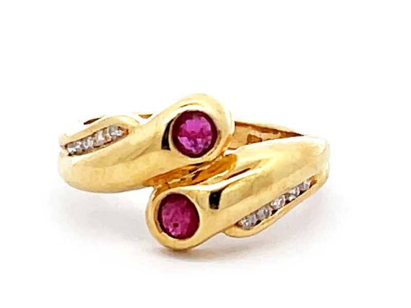 Vintage Ruby and Diamond Ring in 14k Yellow Gold