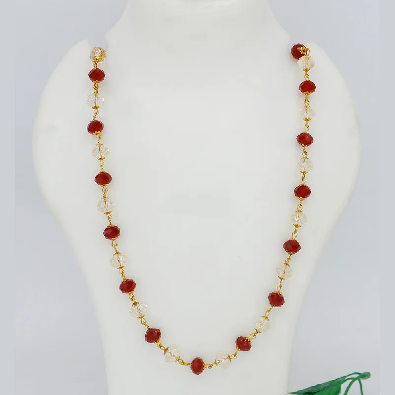 women’s gold necklace-Mahavir Gold Plated Crystal Beads Necklace