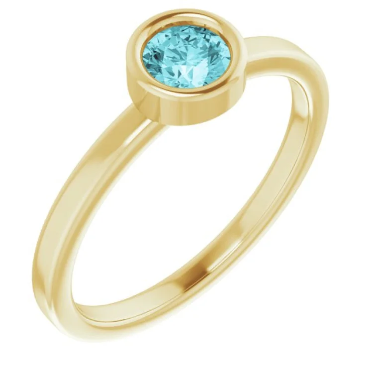 women’s unique engagement rings-14K Yellow 4.5 mm Natural Blue Zircon Ring