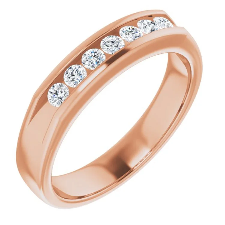 women’s men’s ring-14K Rose 3/8 CTW Natural Diamond Band