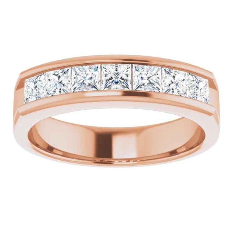 women’s solid gold rings-14K Rose 1 3/8 CTW Natural Diamond Band