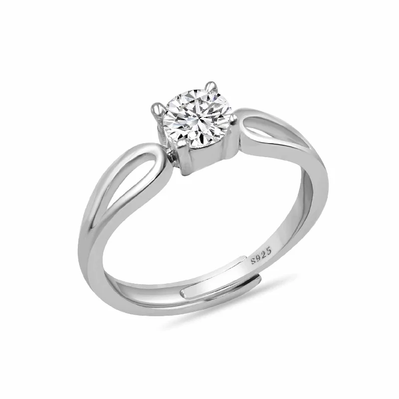 women’s silver ring-Beauty Of Minimal Sterling Silver Solitaire Ring