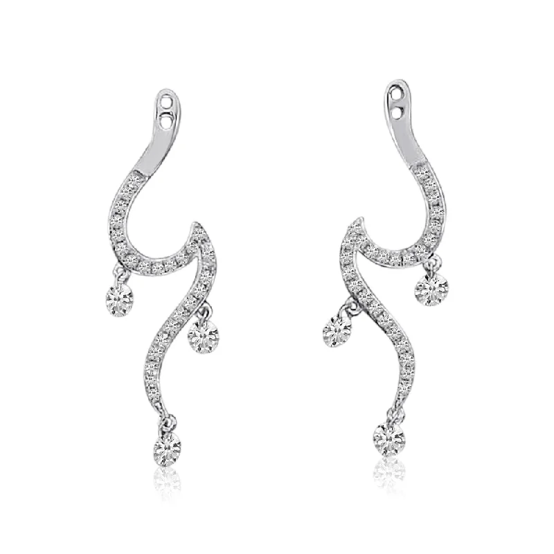 women’s zirconia earrings-DASHING DIAMOND SWIGGLE EARRINGS E10153W