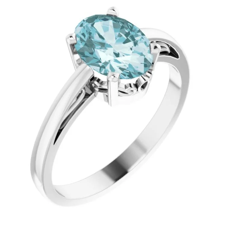 women’s minimalist wedding rings-14K White Natural Sky Blue Topaz Ring