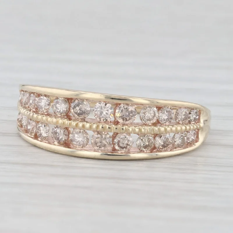 0.98ctw Champagne Diamond Ring 14k Yellow Gold Size 9 Wedding Anniversary Band