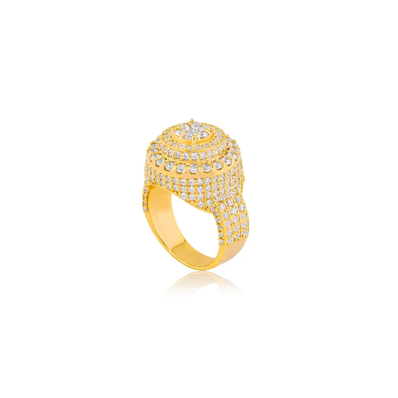 women’s gold ring-Round Prong Signet Ring