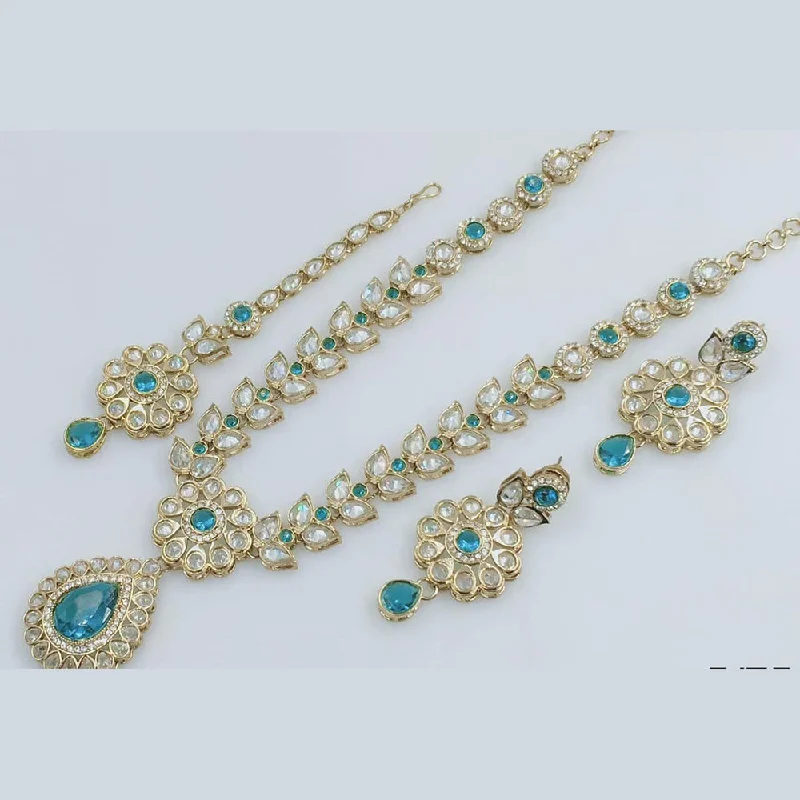 women’s custom necklace-Manisha Jewellery Gold Plated Crystal Stone Long Necklace Set