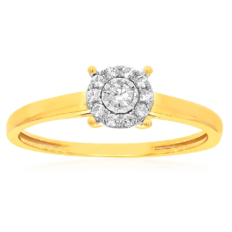 9ct Yellow Gold 0.10 Carat Diamond Ring