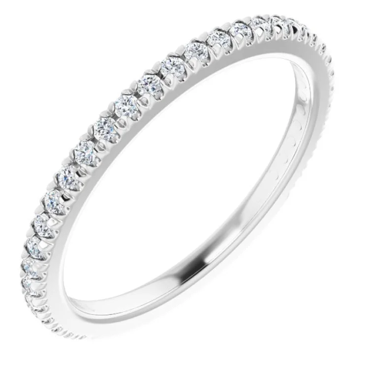 women’s affordable diamond rings-14K White 1/3 CTW Natural Diamond French-Set Anniversary Band