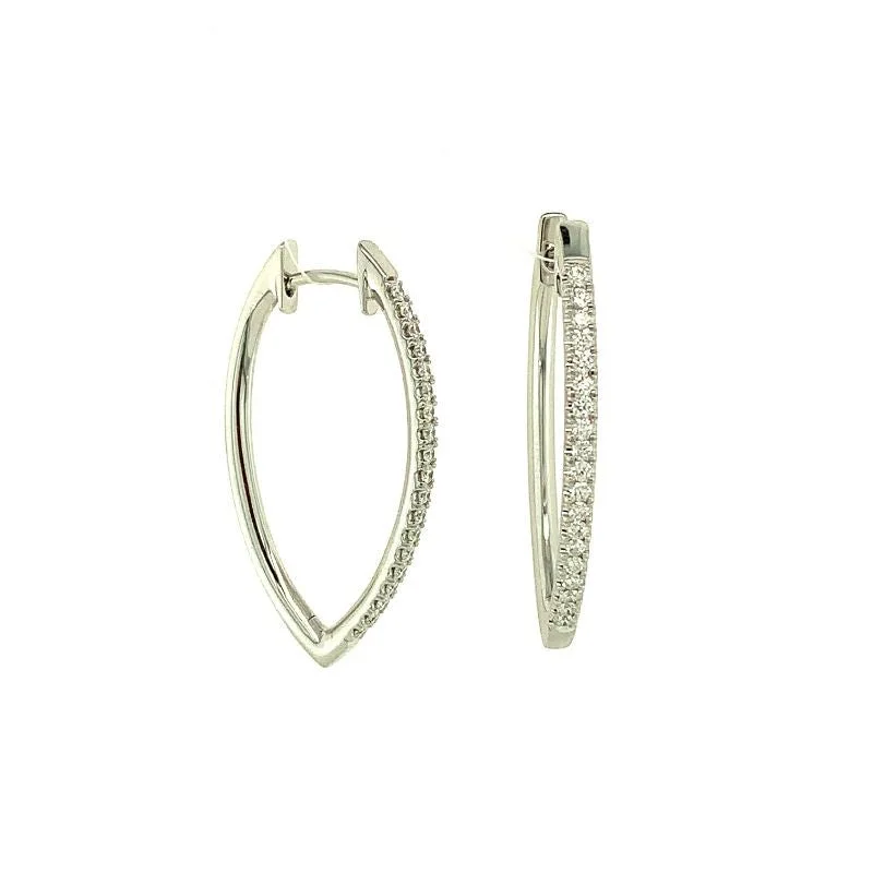 women’s birthday earrings-Lisa Nik 18k white gold rhodium plated Sparkle pear shape hoop earrings