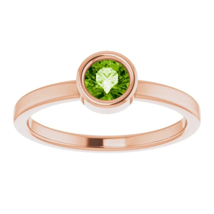 women’s oval ring-14K Rose 4.5 mm Natural Peridot Ring