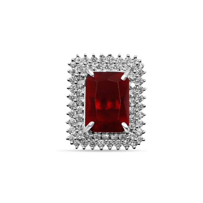 women’s gemstone ring-Zarkan 925 Red Ruby Silver Ring For Women