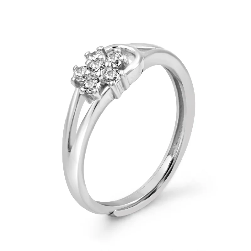 women’s luxury diamond ring-Zarkan Zircon Flower 925 Silver Ring