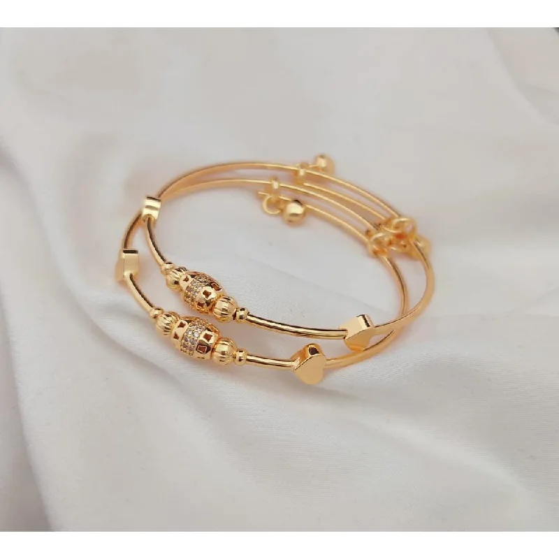 women’s wedding engagement ring sets-women’s braided bracelet-Akruti Collection Gold Plated Adjustable Bangle Set