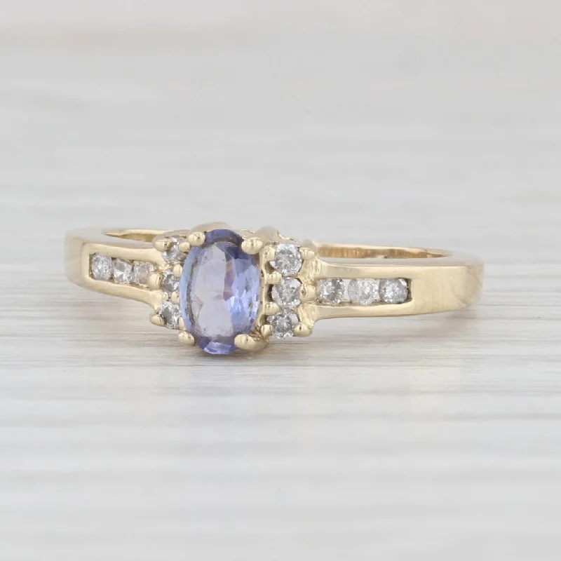 0.68ctw Oval Tanzanite Diamond Ring 14k Yellow Gold Size 7