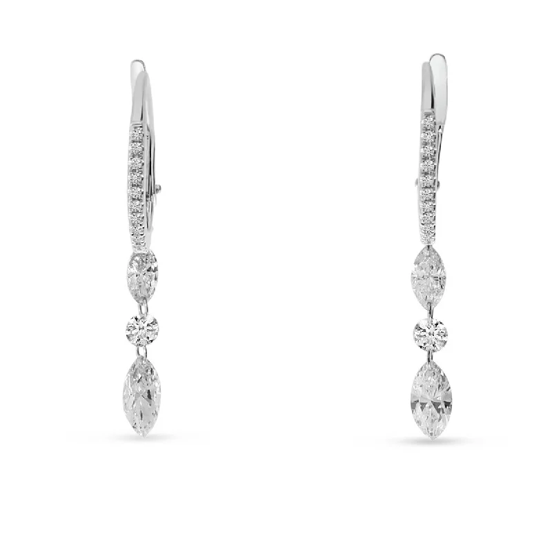 women’s artistic earrings-DASHING DIAMOND MARQUIS / ROUND SM DANGLE EARRINGS E10353W