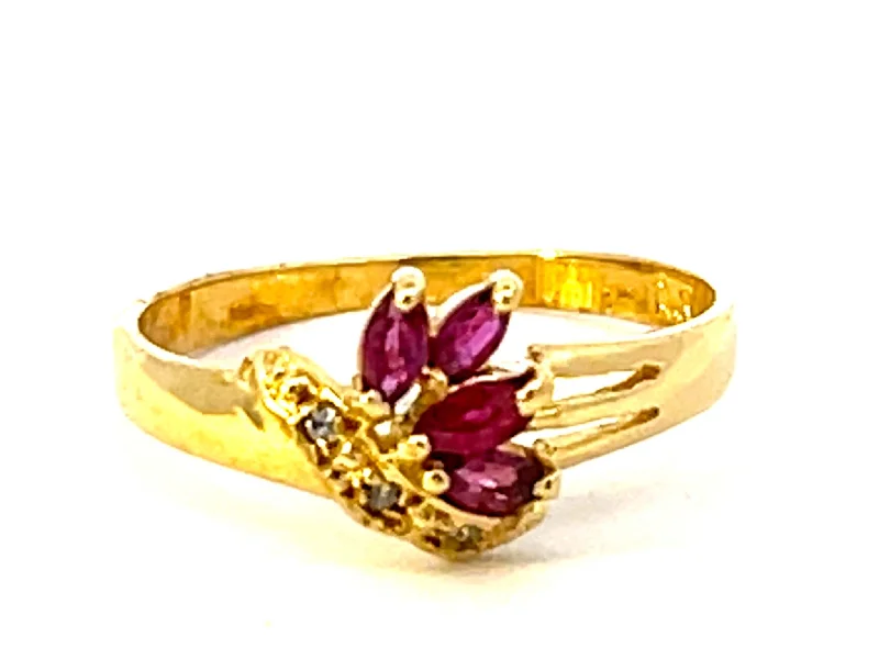 Ruby Diamond Ring in 14k Yellow Gold