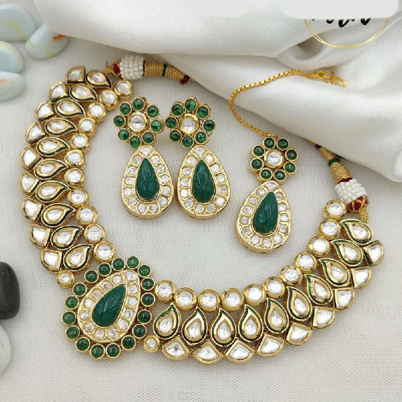 women’s infinity necklace-Jewel Addiction Gold Plated Kundan Stone Necklace Set