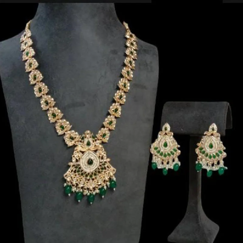 women’s black necklace-Rudraksh Art Gold Plated Pota Stone And Beads Necklace Set