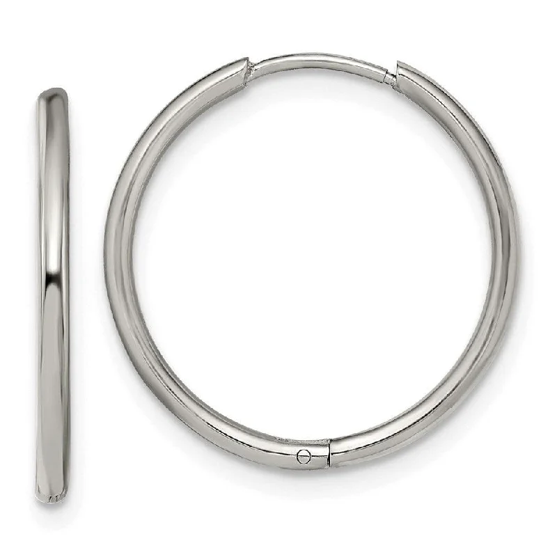 women’s classic stud earrings-Stainless Steel Polished 1.6mm Hinged Hoop Earrings