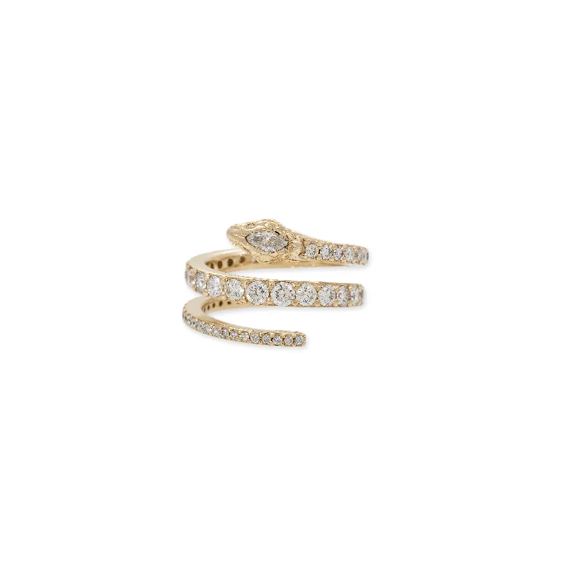 women’s stackable rings-MARQUISE DIAMOND HEAD GRADUATED PAVE COIL SNAKE RING