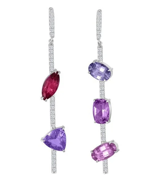 women’s 3-stone earrings-Mixed Spinel and Diamond Earrings 13-JSA