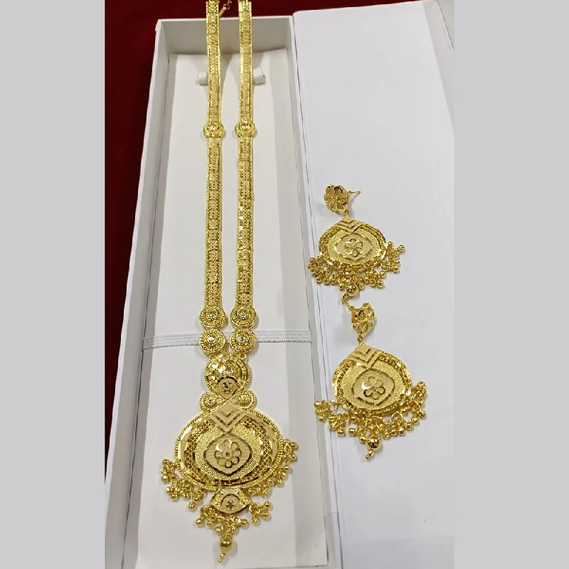 women’s layered gold necklace-Pari Art Jewellery Forming Long Necklace Set