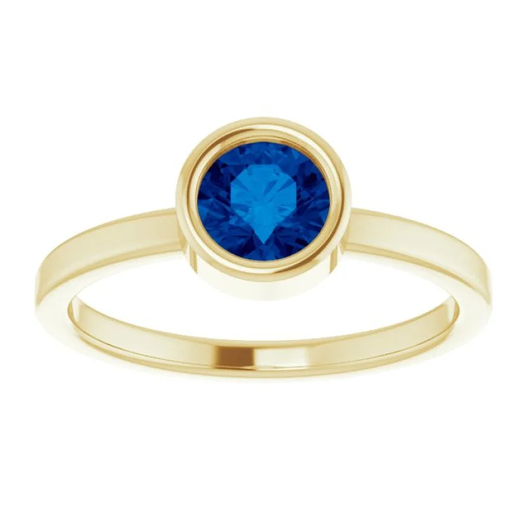 women’s trendy rings-14K Yellow 5.5 mm Lab-Grown Blue Sapphire Ring