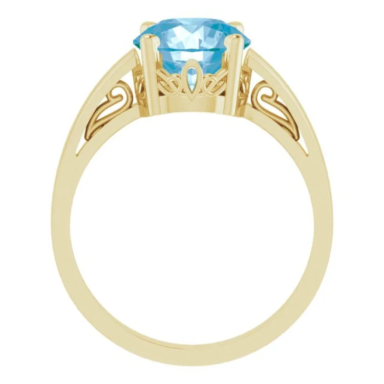 women’s cocktail rings-14K Yellow Natural Swiss Blue Topaz Ring