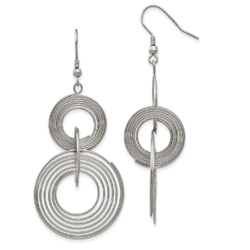 women’s artistic earrings-Stainless Steel Multiple Circle Dangle Earrings