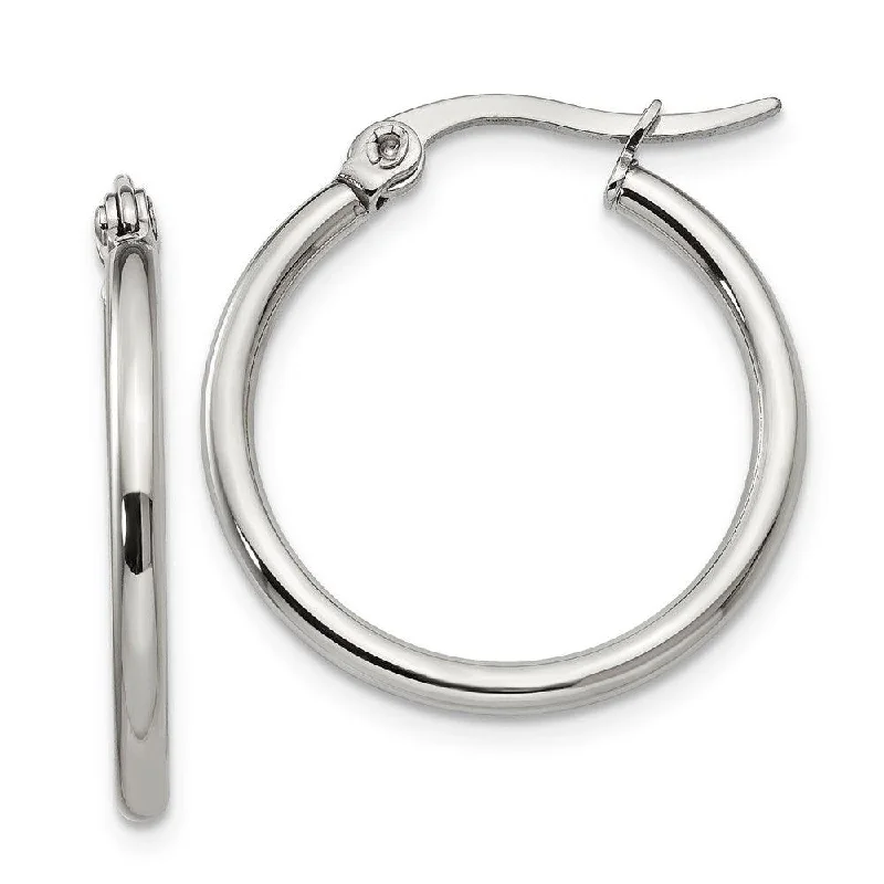 women’s huggie earrings-Stainless Steel 22mm Diameter Hoop Earrings