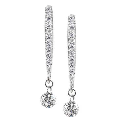 women’s sterling silver stud earrings-DASHING DIAMOND DANGLE EARRINGS E9204