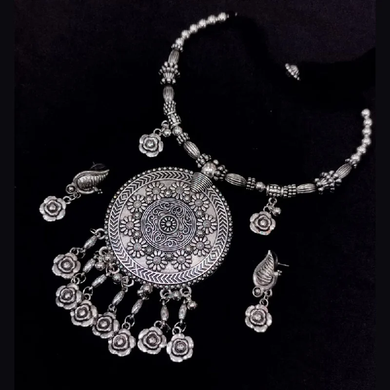 women’s monogram necklace-SNERA Oxidised Plated Navratri Special Necklace Set