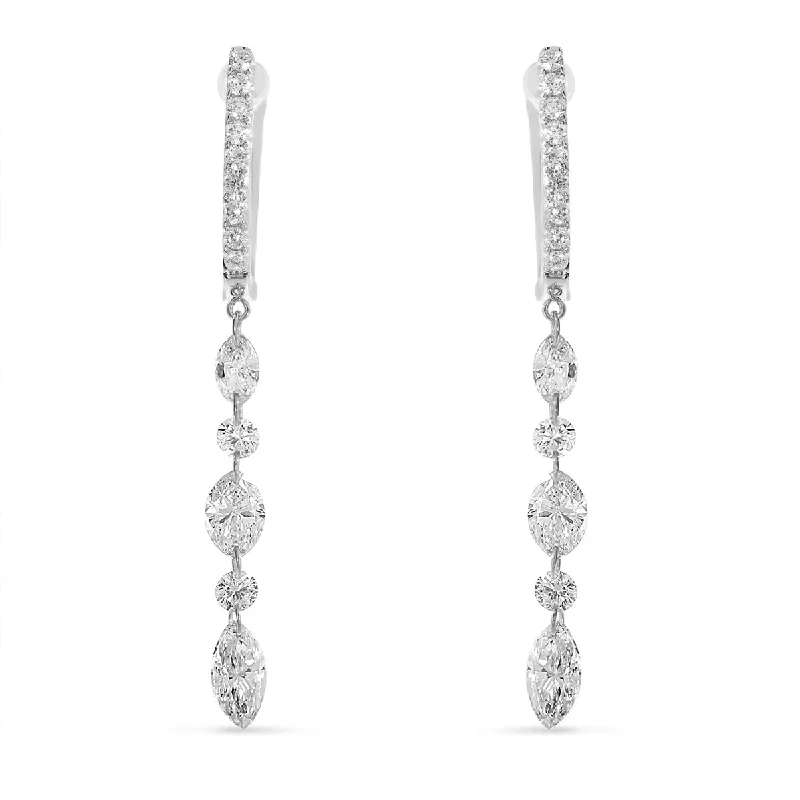 women’s silver earrings-DASHING DIAMOND MARQUIS / ROUND DANGLE EARRINGS E10378W