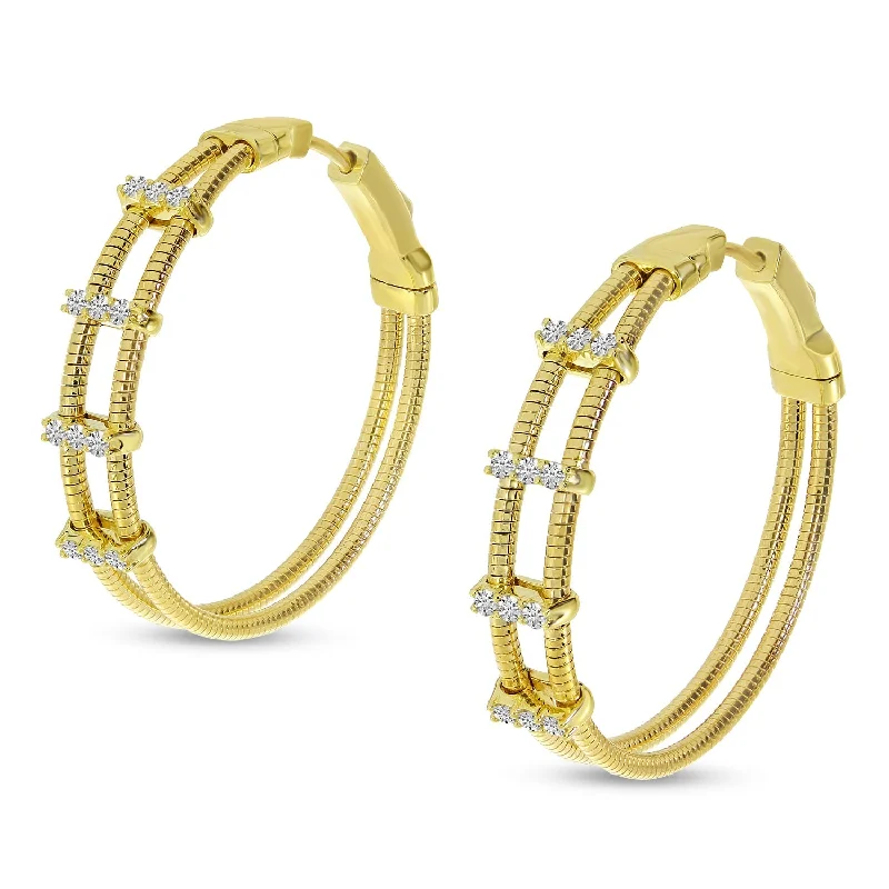 women’s sapphire earrings-DIAMOND DOUBLE FLEX HOOP EARRINGS E10439