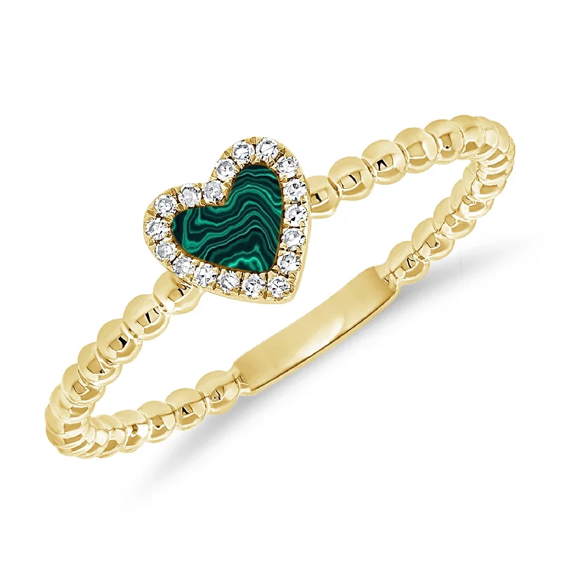 Emerald Heart Diamond Ring made in 14K Gold