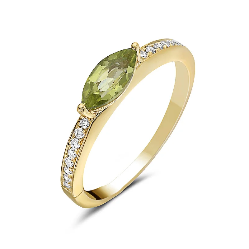 women’s affordable diamond rings-Peridot And Diamond Fashion Band