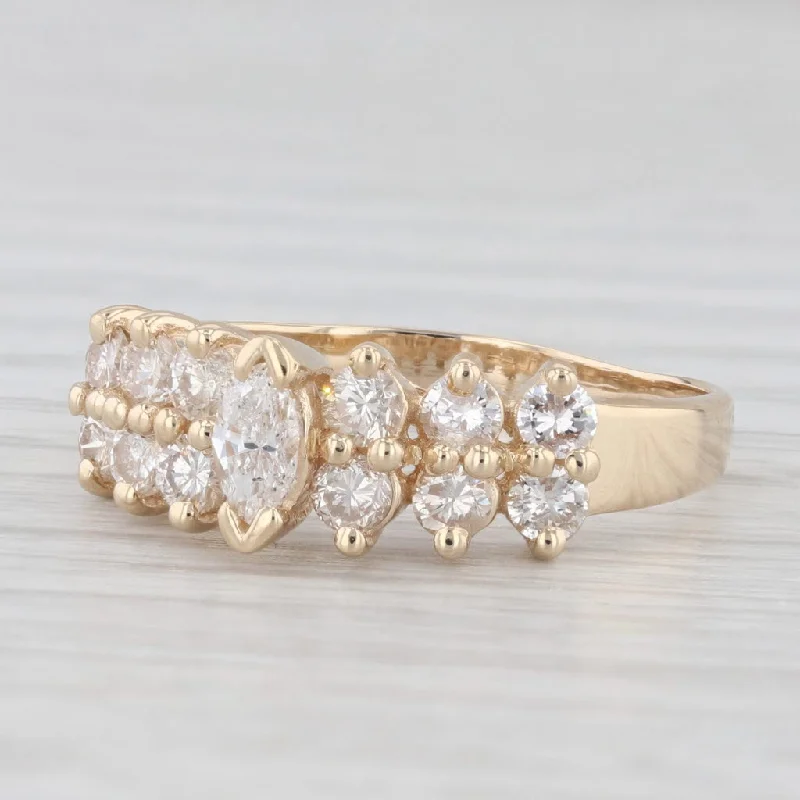 0.96ctw Tiered Diamond Ring 14k Yellow Gold Stackable Anniversary Size 8.5