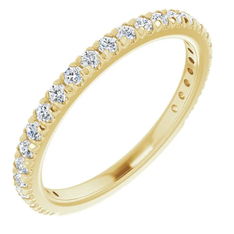 women’s platinum ring-14K Yellow 3/8 CTW Natural Diamond French-Set Anniversary Band