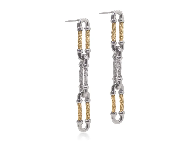 women’s gold drop earrings-ALOR Grey & Yellow Cable Clip Drop Earrings