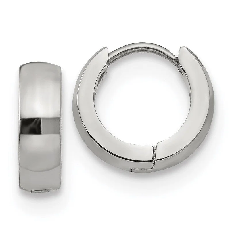 women’s birthday gift earrings-Stainless Steel Polished 4.0mm Hinged Hoop Earrings