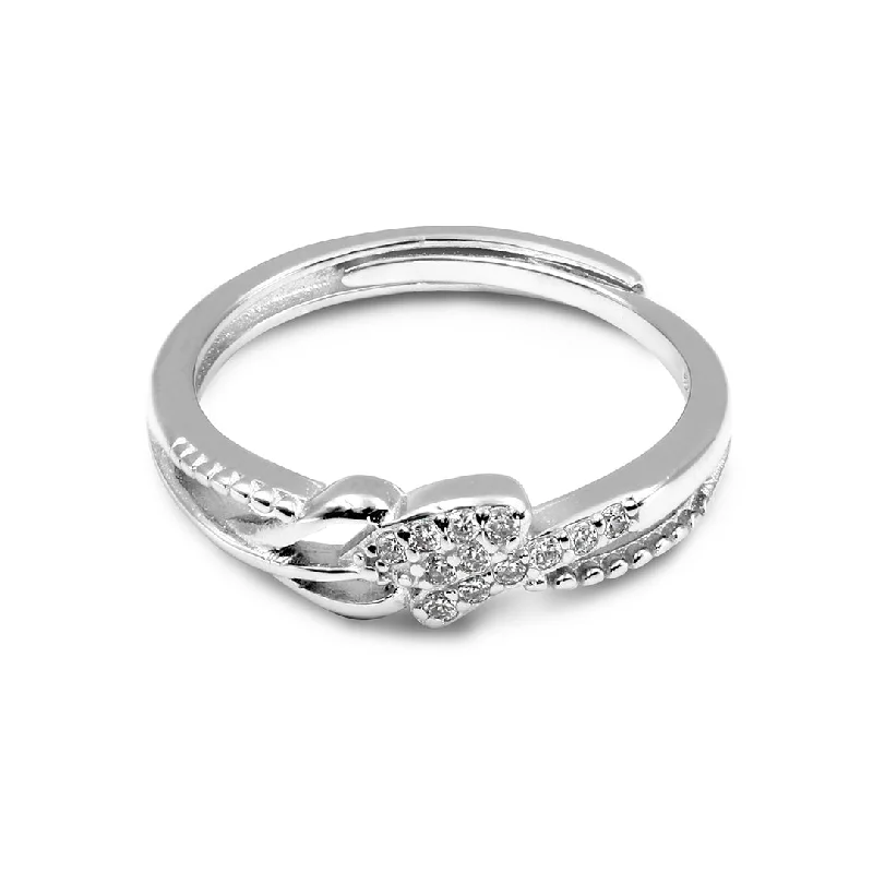 women’s halo engagement rings-Zarkan Leaf Heart Cute Silver Ring